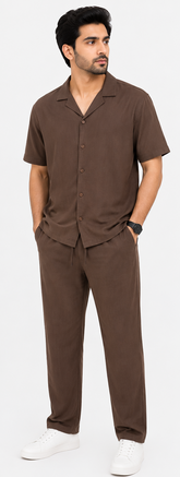 Cotton Jersey Collar Shirt Set