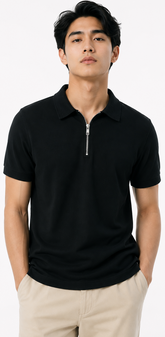 Popcorn Fabric Zipper Polo