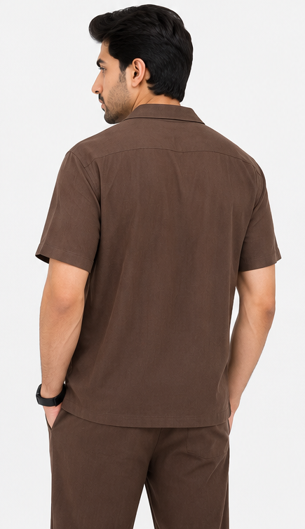 Cotton Jersey Collar Shirt Set