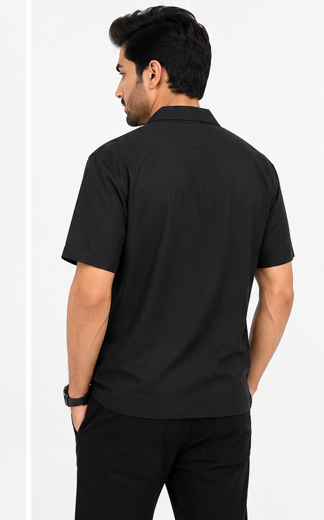Cotton Jersey Collar Shirt Set
