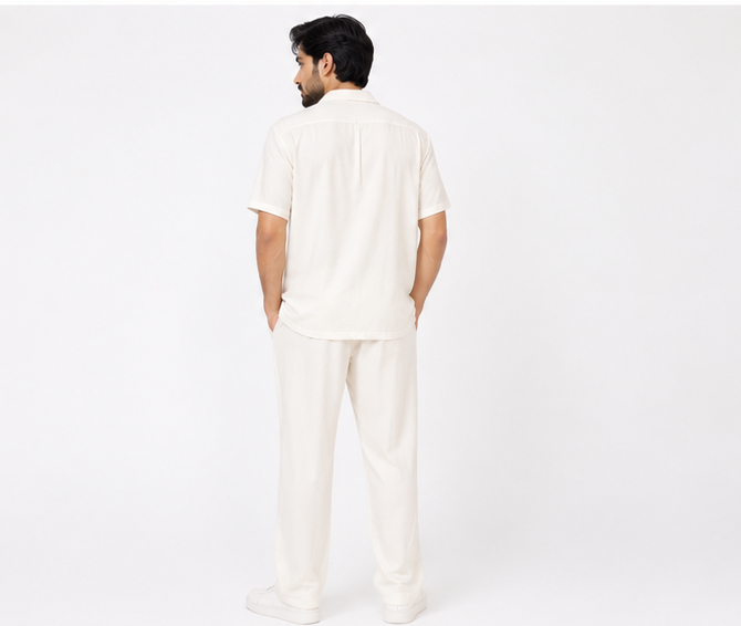 Cotton Jersey Collar Shirt Set