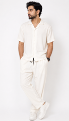 Cotton Jersey Collar Shirt Set